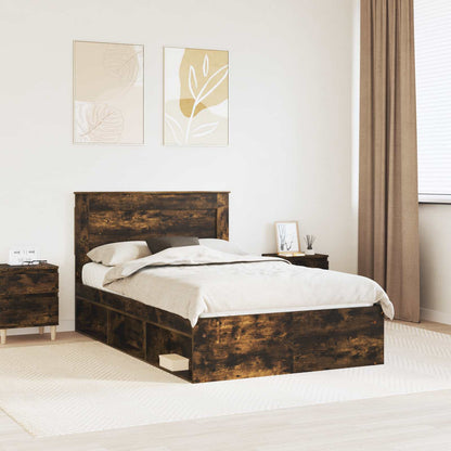 Bed Frame Engineered Wood Length 200 cm Smoked Oak 120 cm