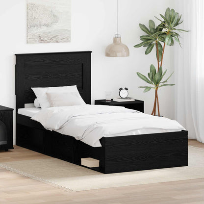 vidaXL Bed Frame Engineered Wood Length 200 cm Black Oak