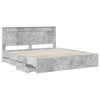 vidaXL Bed Frame with Drawer Concrete Grey 200 x 200 cm Engineer Wood 5