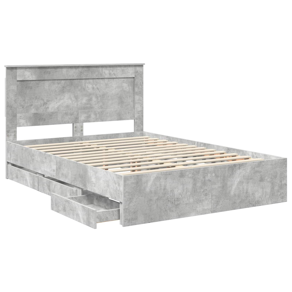 vidaXL Bed Frame with Drawer Concrete Grey 150 x 200 cm Engineer Wood 5
