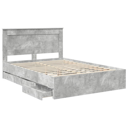 vidaXL Bed Frame with Drawer Concrete Grey 150 x 200 cm Engineer Wood 5