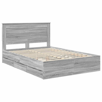 vidaXL Bed Frame with Drawer Grey Sonoma 140 x 200 cm Engineer Wood 4