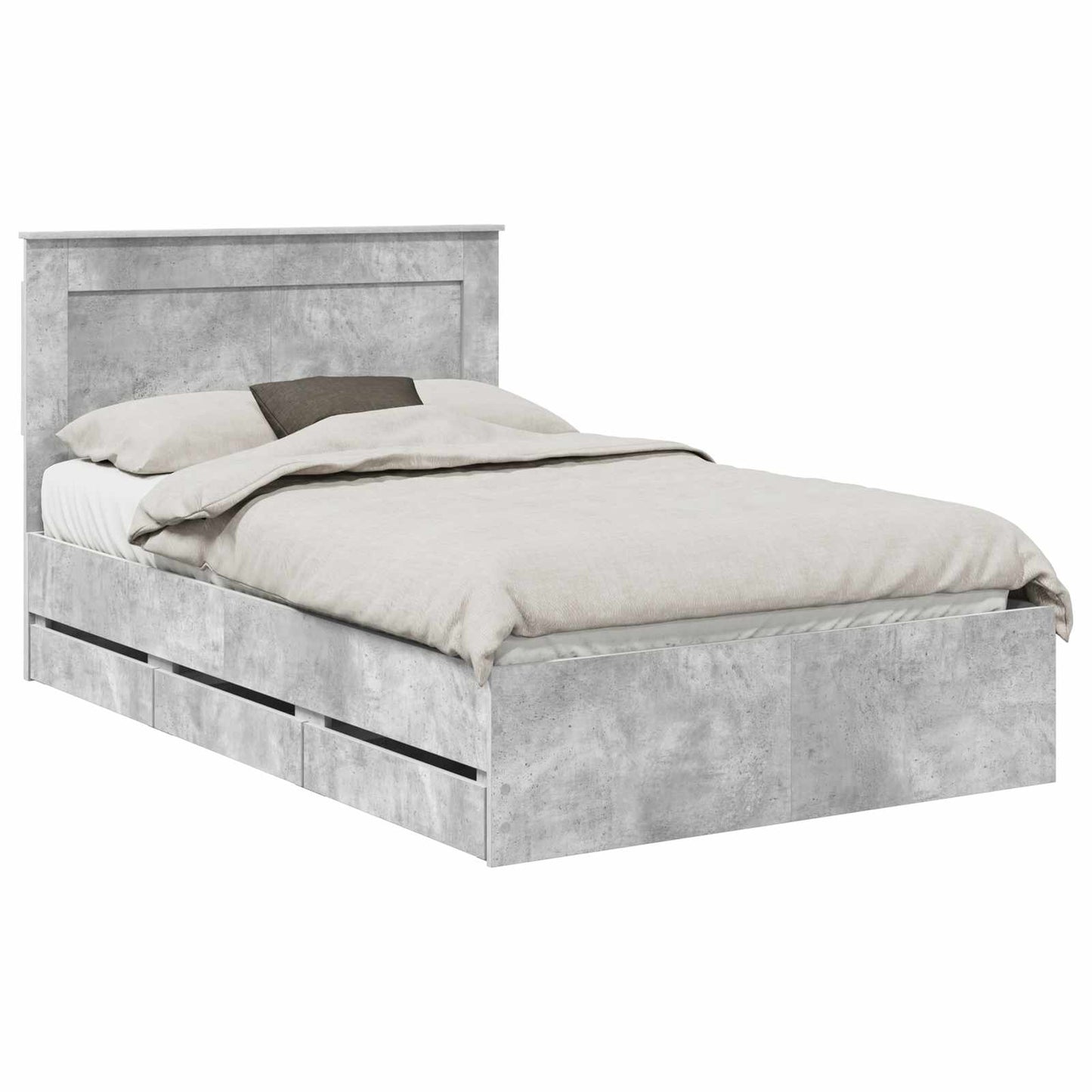 vidaXL Bed Frame with Drawer Concrete Grey 135 x 190 cm Engineer Wood 2