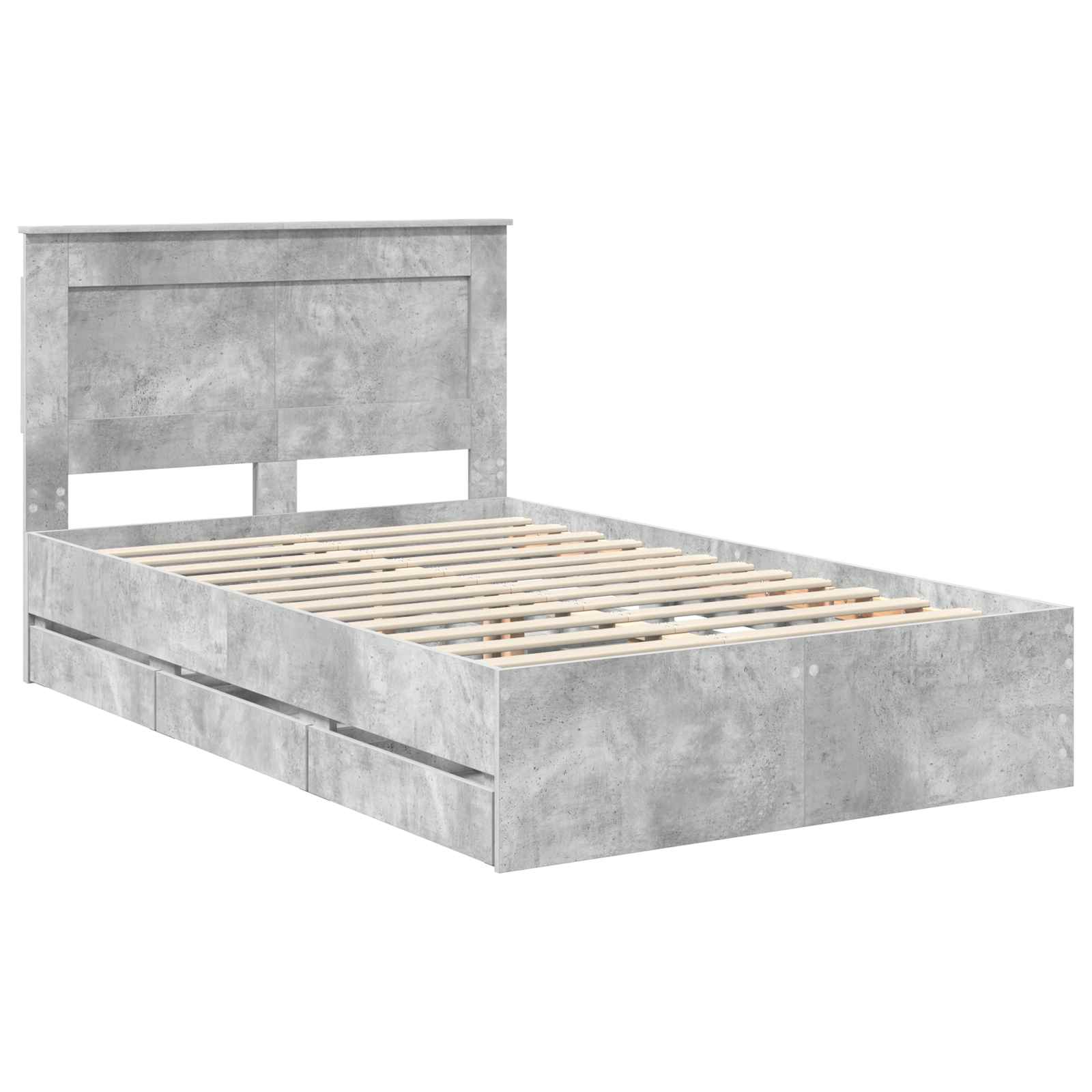 vidaXL Bed Frame with Drawer Concrete Grey 135 x 190 cm Engineer Wood 4