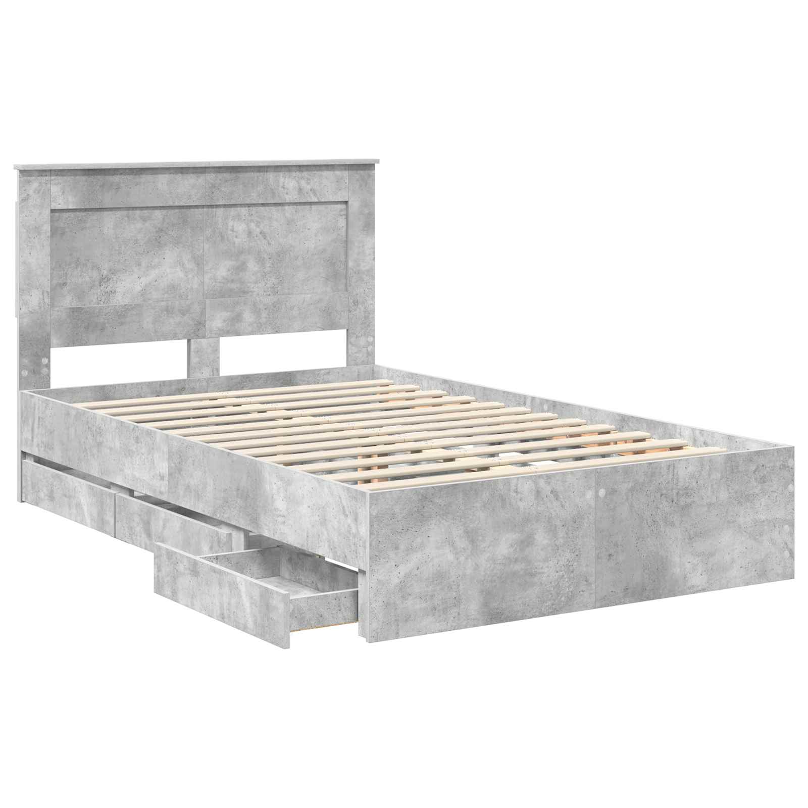 vidaXL Bed Frame with Drawer Concrete Grey 135 x 190 cm Engineer Wood 5