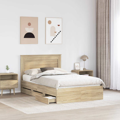 vidaXL Bed Frame with Drawer Sonoma Oak 120 x 190 cm Engineer Wood 3