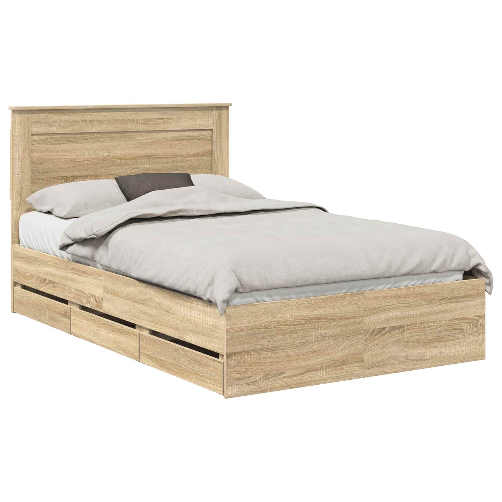 vidaXL Bed Frame with Drawer Sonoma Oak 120 x 190 cm Engineer Wood 2