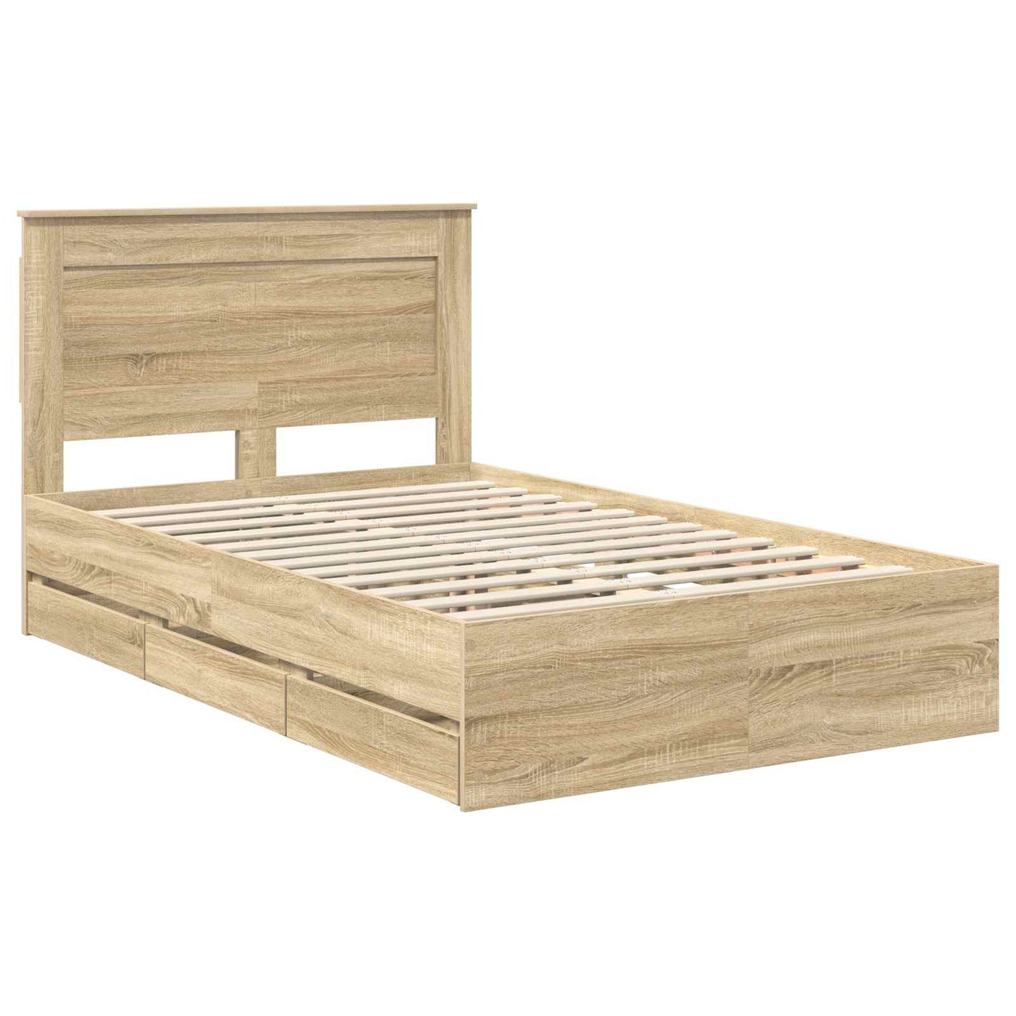 vidaXL Bed Frame with Drawer Sonoma Oak 120 x 190 cm Engineer Wood 4