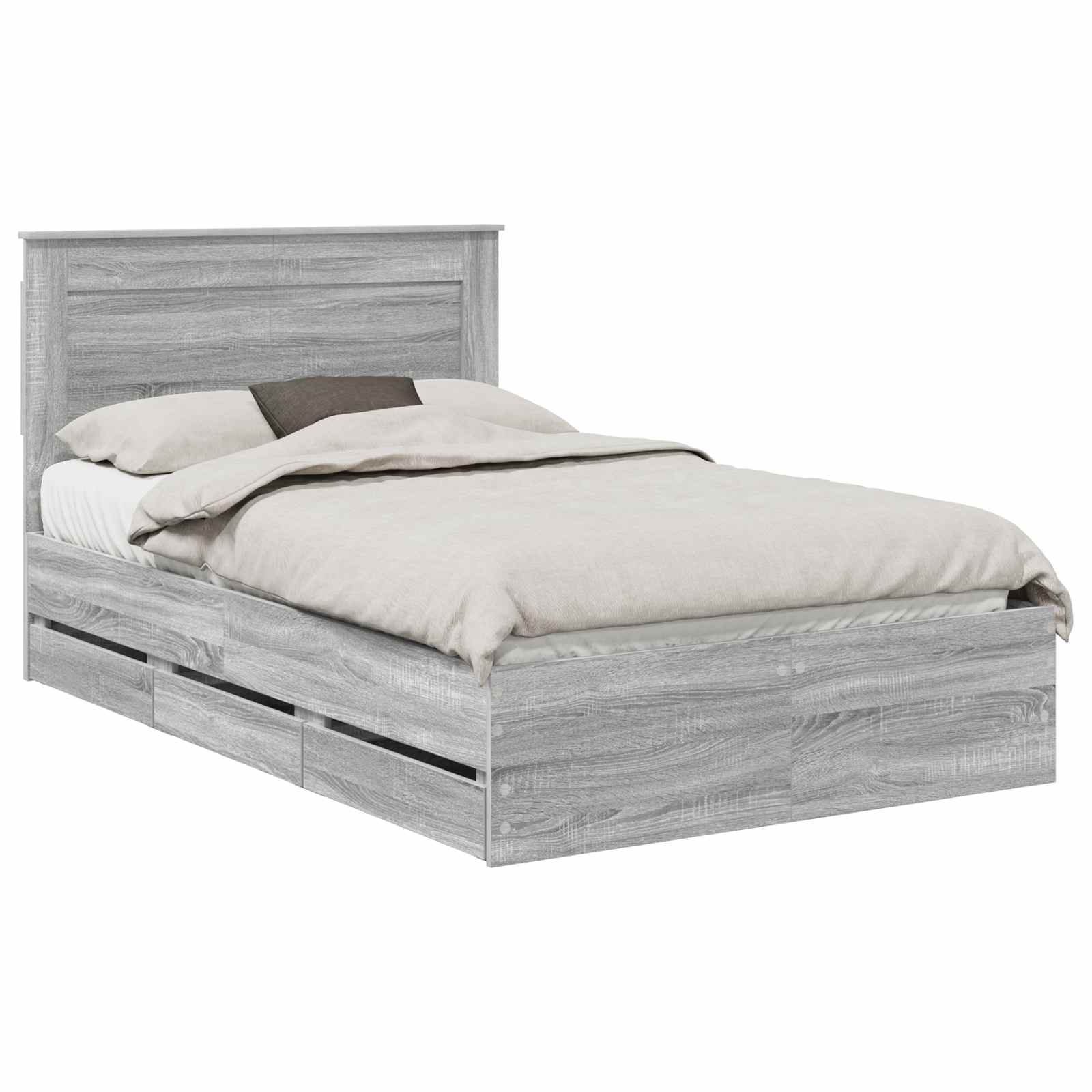 vidaXL Bed Frame with Drawer Grey Sonoma 120 x 190 cm Engineer Wood 2