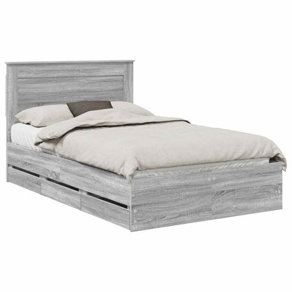 vidaXL Bed Frame with Drawer Grey Sonoma 120 x 190 cm Engineer Wood 2