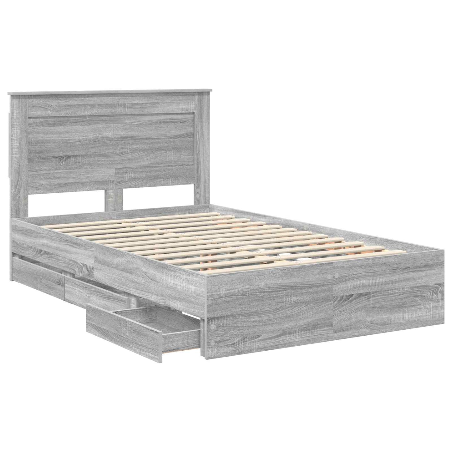 vidaXL Bed Frame with Drawer Grey Sonoma 120 x 190 cm Engineer Wood 5