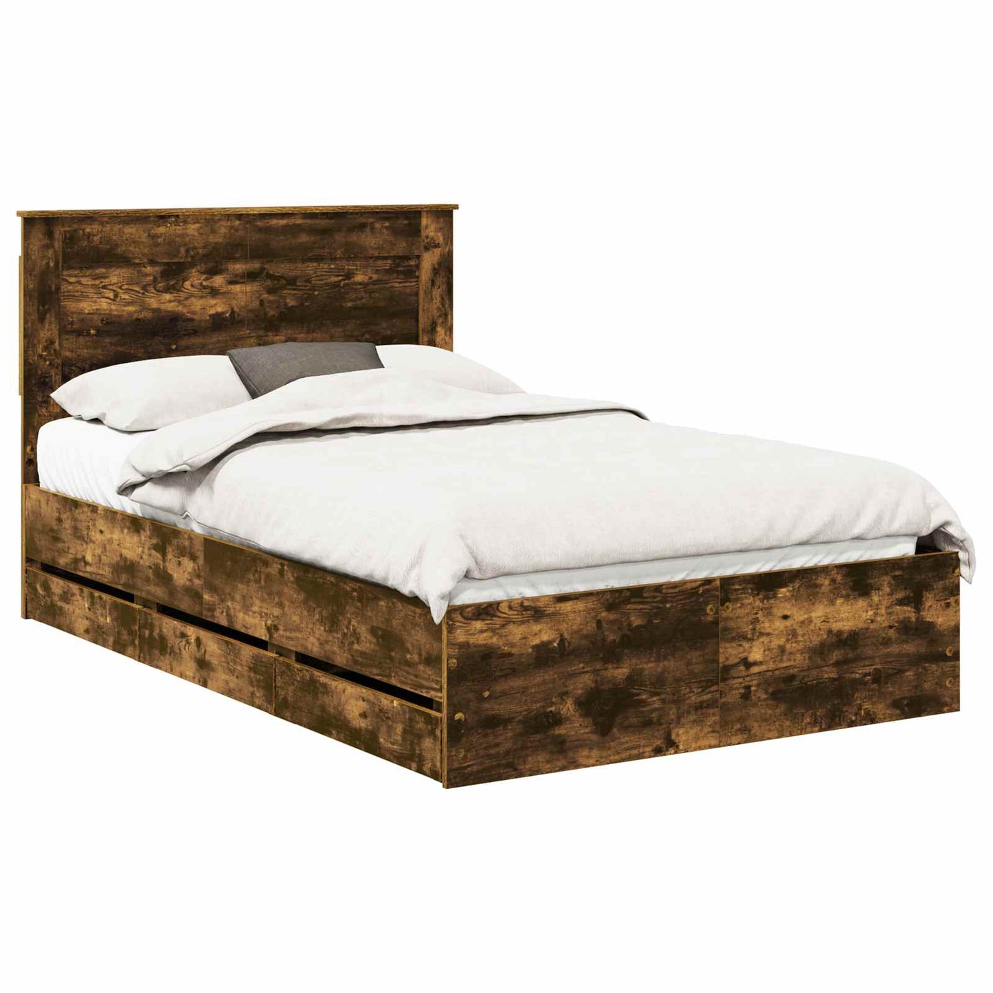 vidaXL Bed Frame with Drawer Smoked Oak 120 x 200 cm Engineer Wood 2