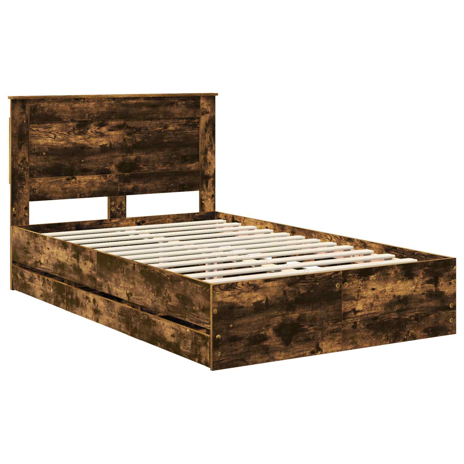 vidaXL Bed Frame with Drawer Smoked Oak 120 x 200 cm Engineer Wood 4