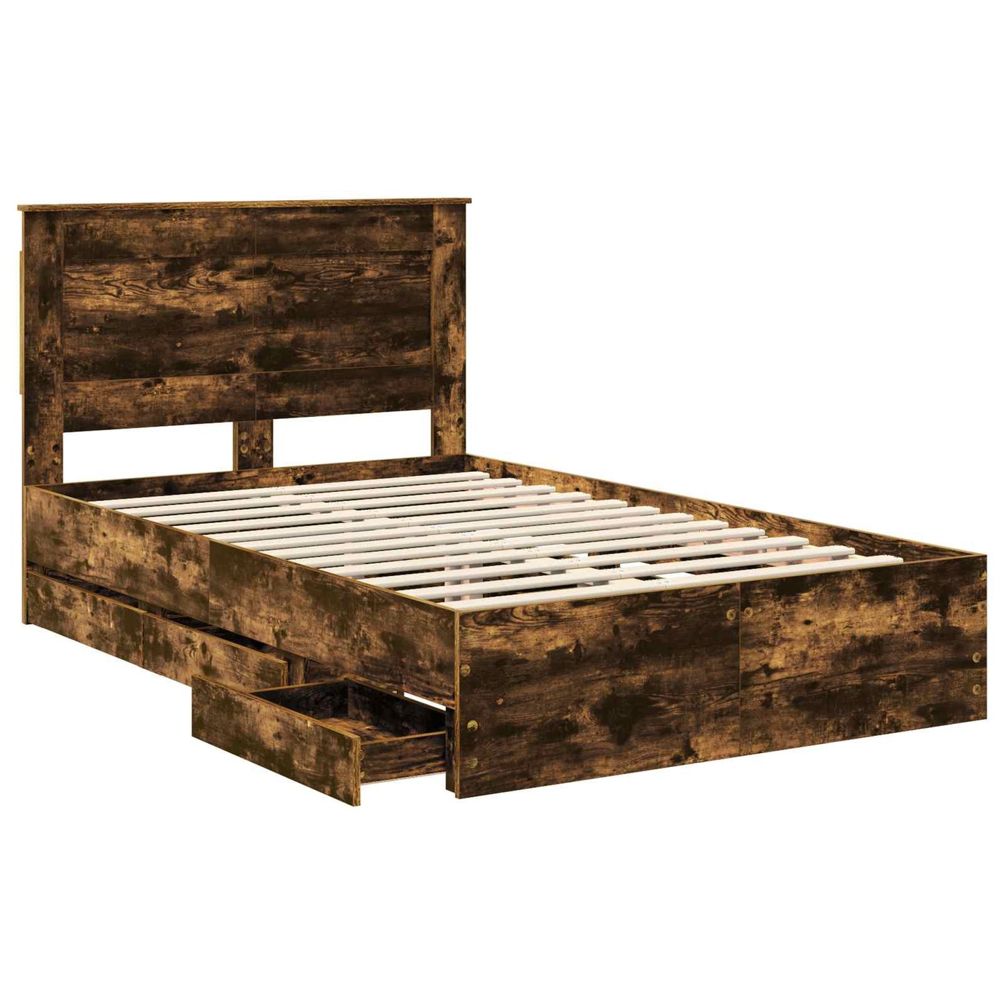 vidaXL Bed Frame with Drawer Smoked Oak 120 x 200 cm Engineer Wood 5