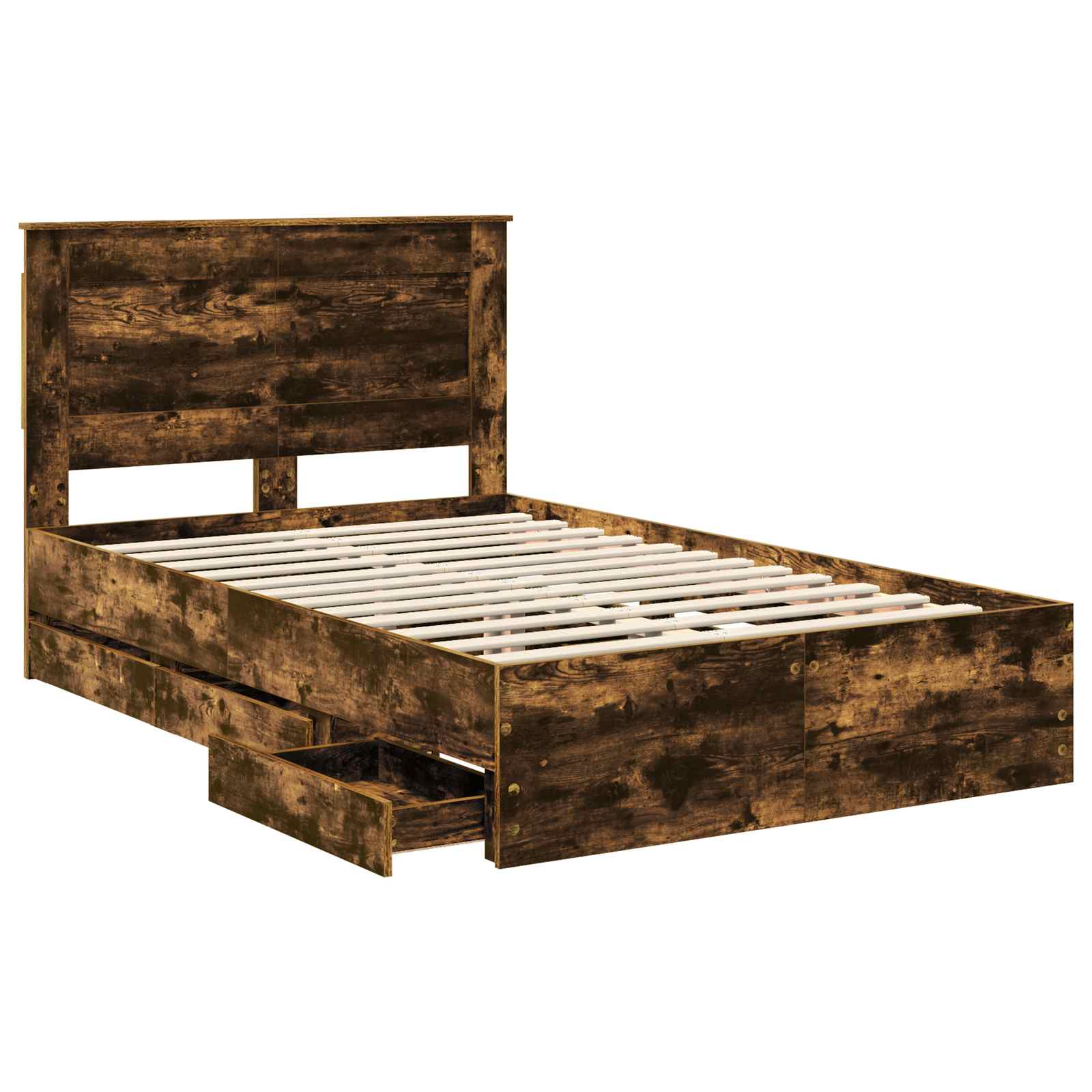 vidaXL Bed Frame with Drawer Smoked Oak 120 x 200 cm Engineer Wood 5