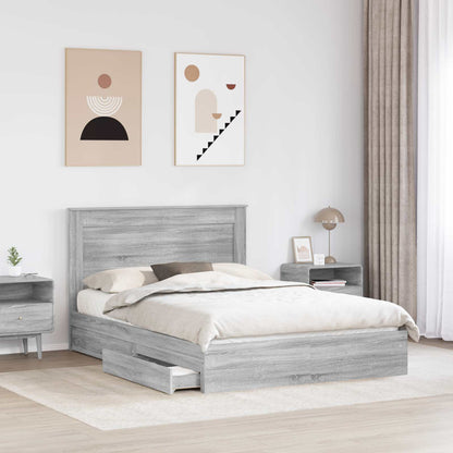 vidaXL Storage Bed Grey Sonoma 140 x 200 cm Engineered Wood 3