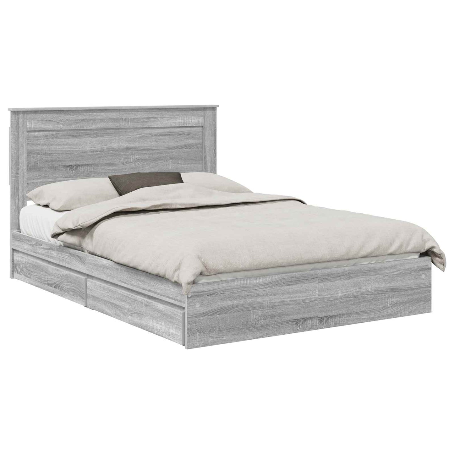 vidaXL Storage Bed Grey Sonoma 140 x 200 cm Engineered Wood 2