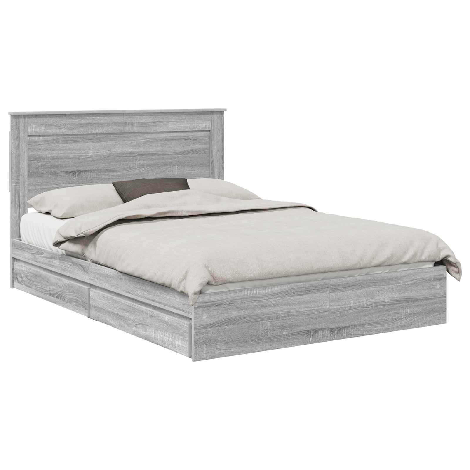 vidaXL Storage Bed Grey Sonoma 140 x 200 cm Engineered Wood 2
