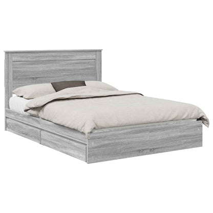 vidaXL Storage Bed Grey Sonoma 140 x 200 cm Engineered Wood 2