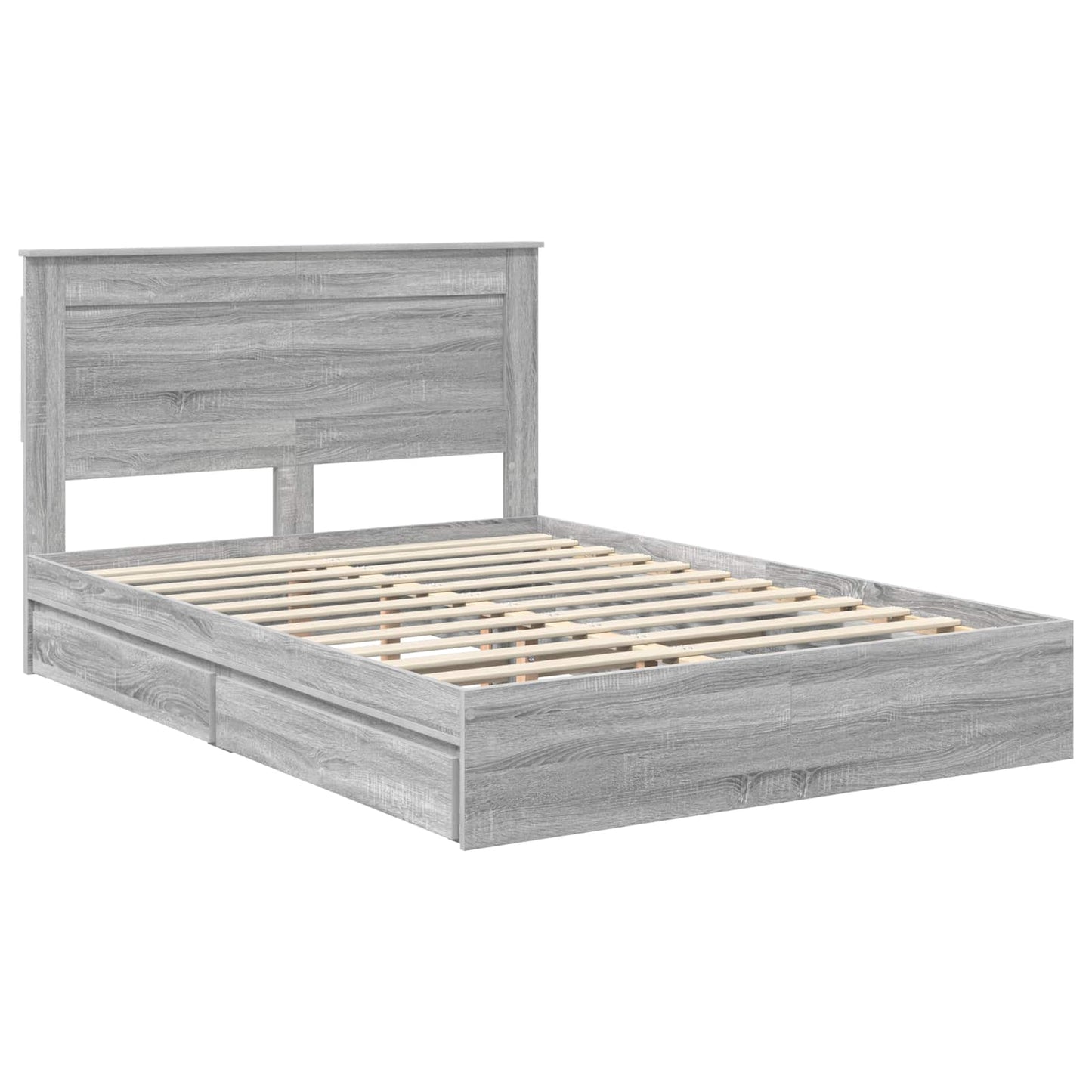 vidaXL Storage Bed Grey Sonoma 140 x 200 cm Engineered Wood 4