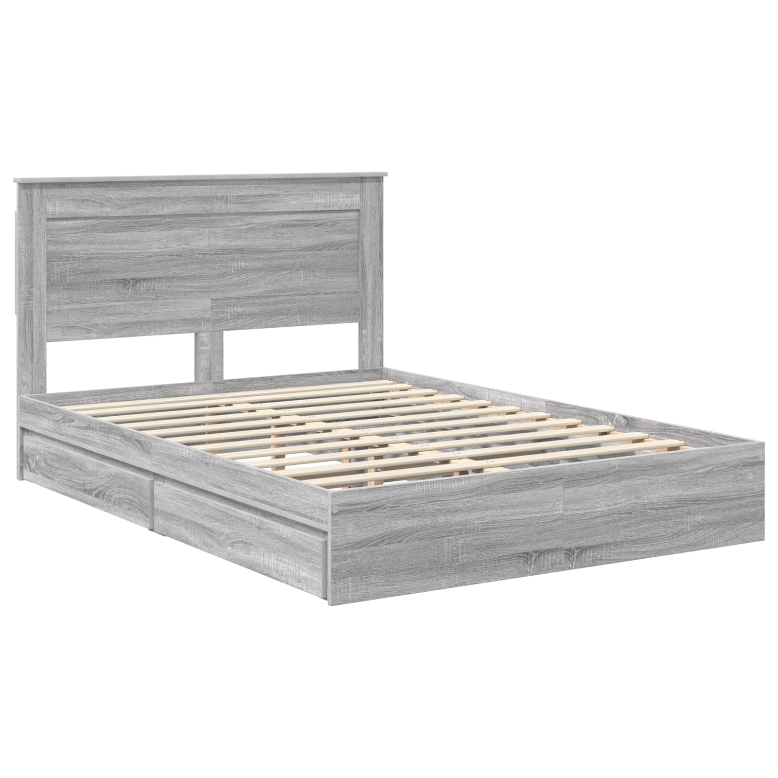 vidaXL Storage Bed Grey Sonoma 140 x 200 cm Engineered Wood 4
