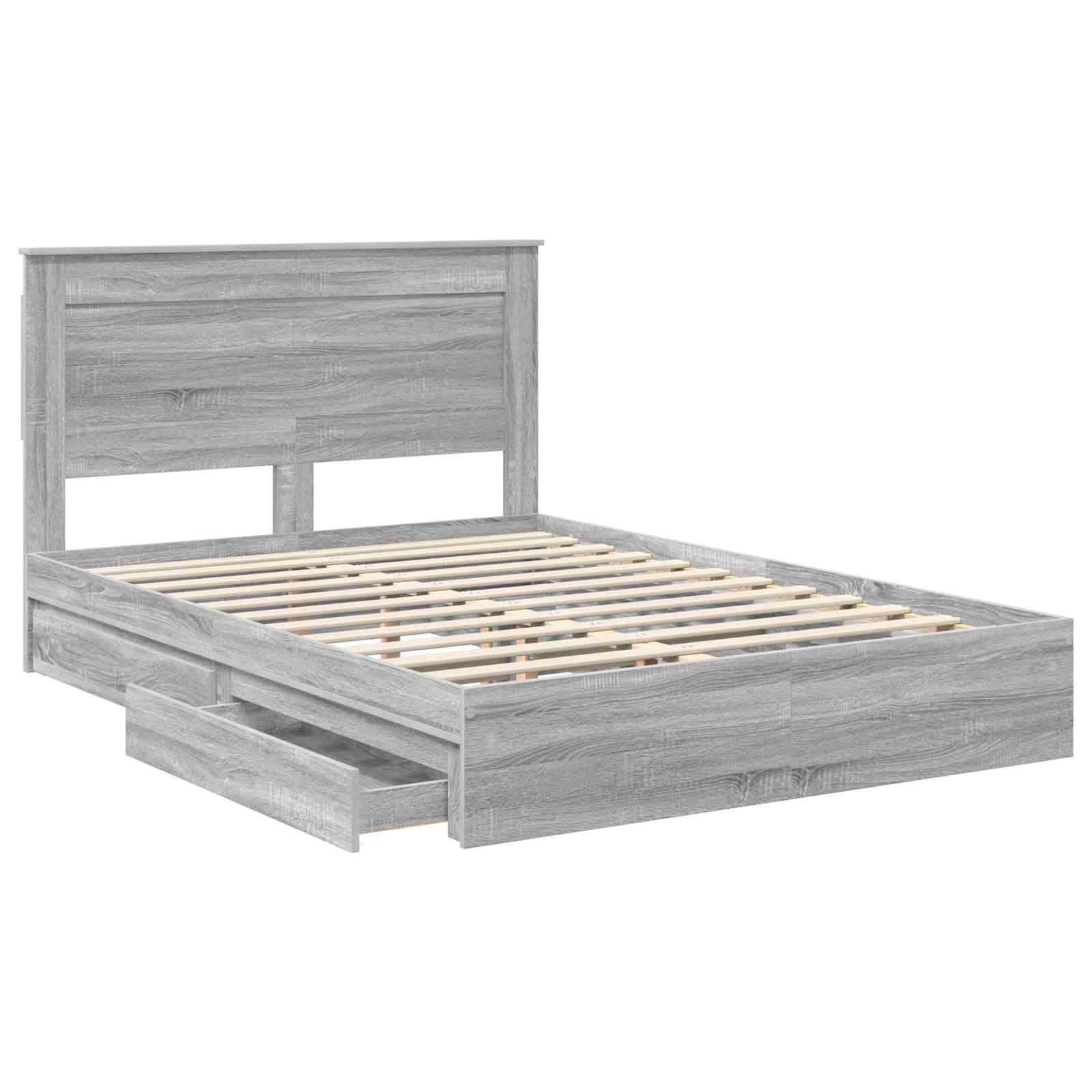 vidaXL Storage Bed Grey Sonoma 140 x 200 cm Engineered Wood 5