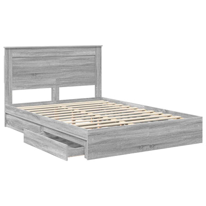 vidaXL Storage Bed Grey Sonoma 140 x 200 cm Engineered Wood 5