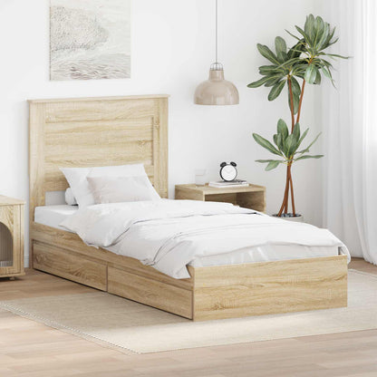 Storage Bed with Drawer Engineered Wood Length 190 cm Sonoma oak 75 cm