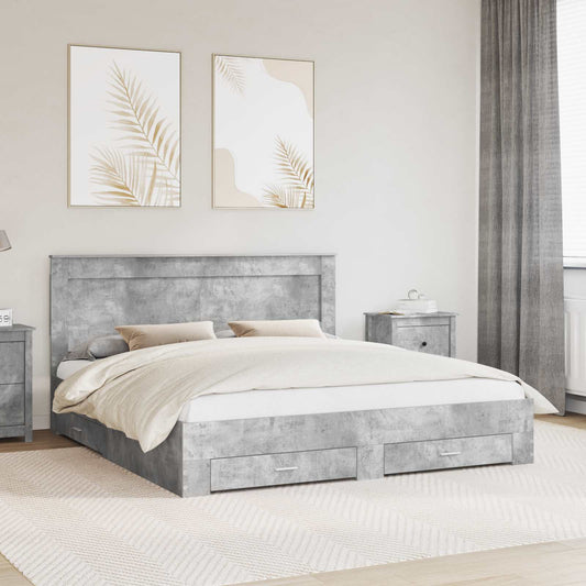 vidaXL Bed Frame Concrete Grey 180 x 200 cm Engineered Wood 1