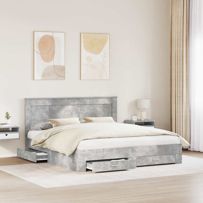 Bed Frame Engineered Wood Length 200 cm Concrete grey 180 cm