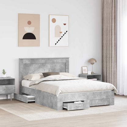 vidaXL Bed Frame Concrete Grey 150 x 200 cm Engineered Wood 3
