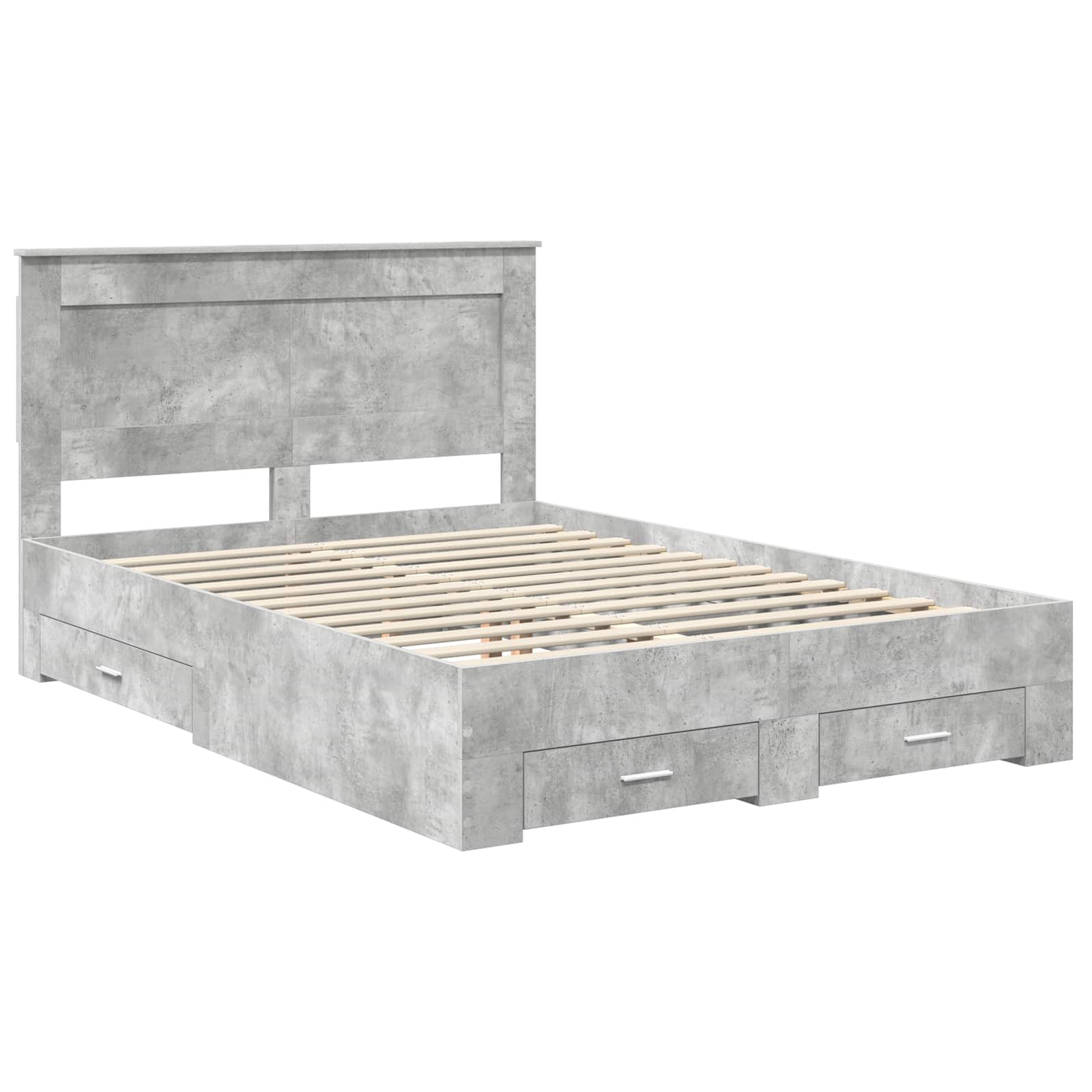 vidaXL Bed Frame Concrete Grey 150 x 200 cm Engineered Wood 4