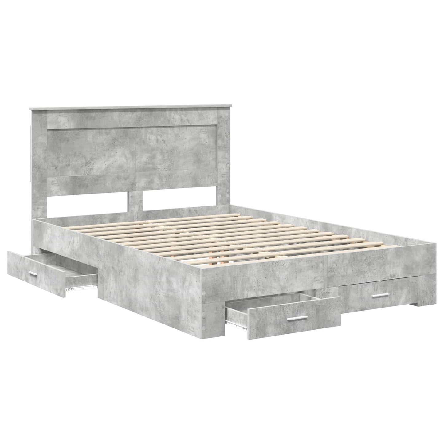 vidaXL Bed Frame Concrete Grey 150 x 200 cm Engineered Wood 5