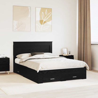 vidaXL Bed Frame with Drawer Black Oak 140 x 190 cm Engineered Wood 1