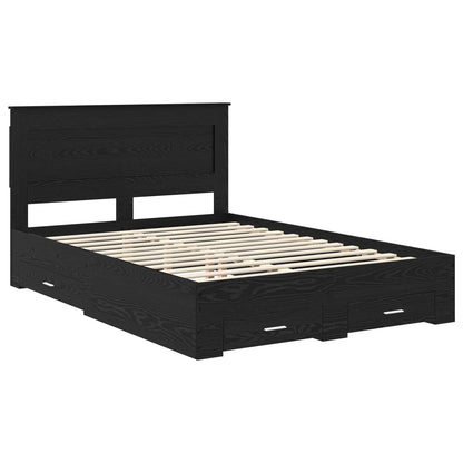 vidaXL Bed Frame with Drawer Black Oak 140 x 190 cm Engineered Wood 4