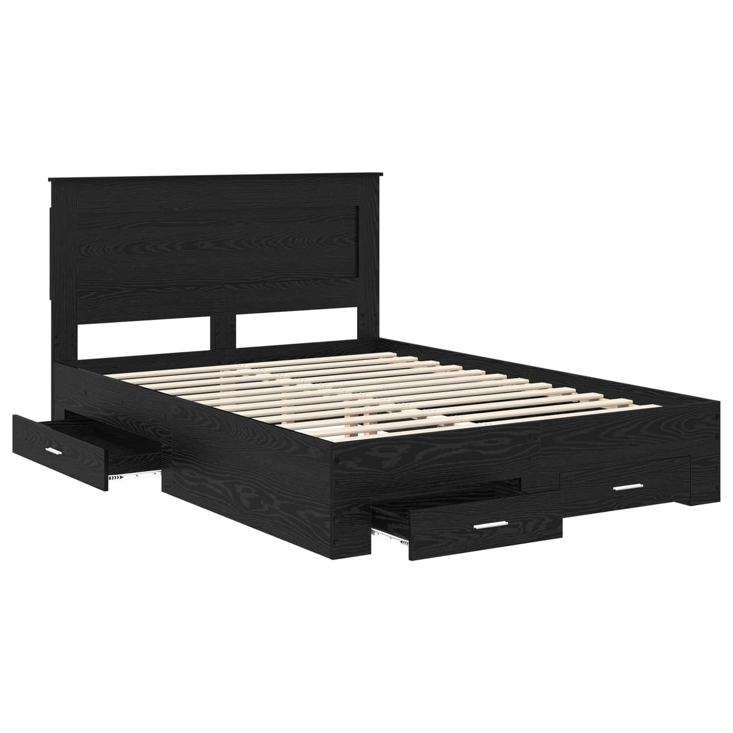 vidaXL Bed Frame with Drawer Black Oak 140 x 190 cm Engineered Wood 5