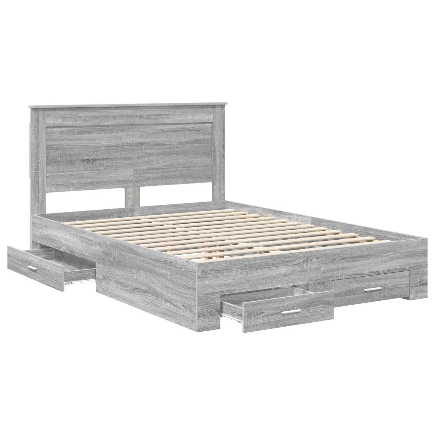 vidaXL Bed Frame with Drawer Grey Sonoma 140 x 190 cm Engineered Wood 5