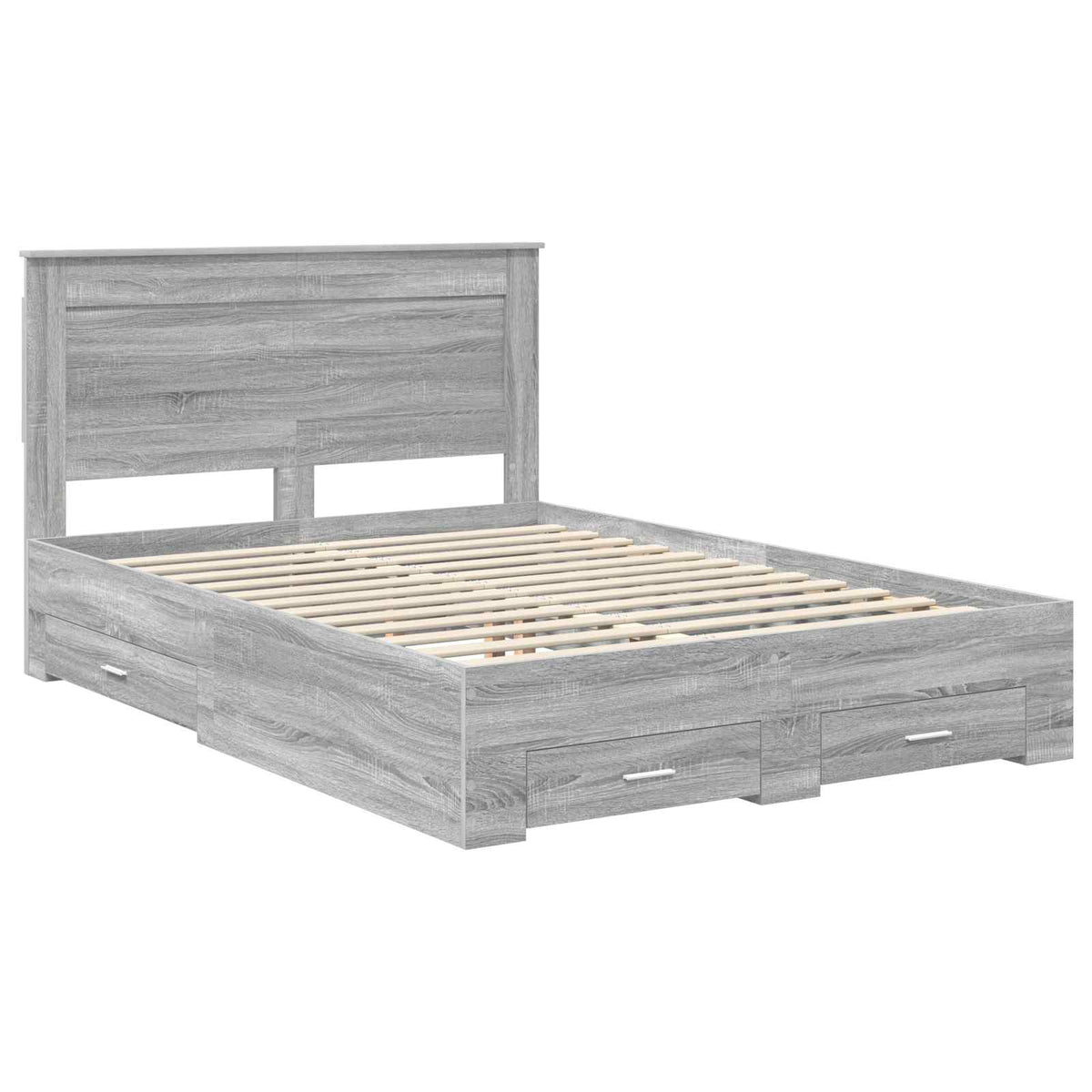 vidaXL Bed Frame with Drawer Grey Sonoma 140 x 200 cm Engineered Wood 2