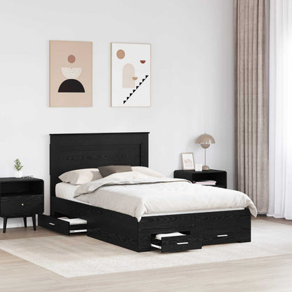 vidaXL Bed Frame with Drawer Black Oak 120 x 190 cm Engineered Wood 3