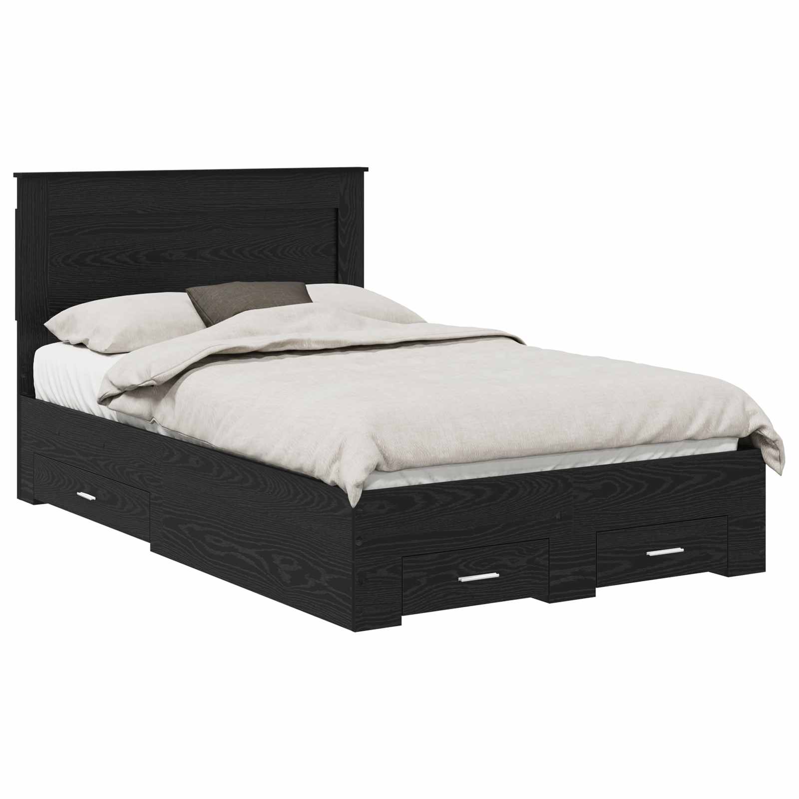 vidaXL Bed Frame with Drawer Black Oak 120 x 190 cm Engineered Wood 2