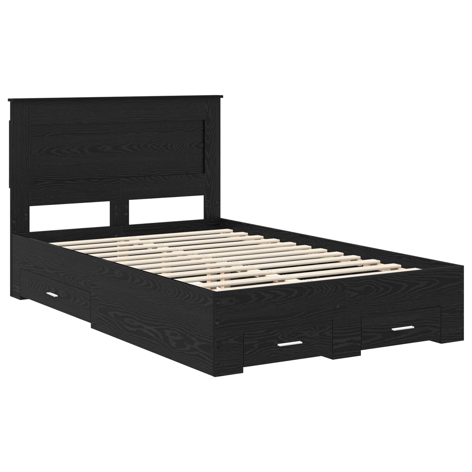 vidaXL Bed Frame with Drawer Black Oak 120 x 190 cm Engineered Wood 4