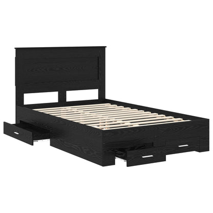 vidaXL Bed Frame with Drawer Black Oak 120 x 190 cm Engineered Wood 5