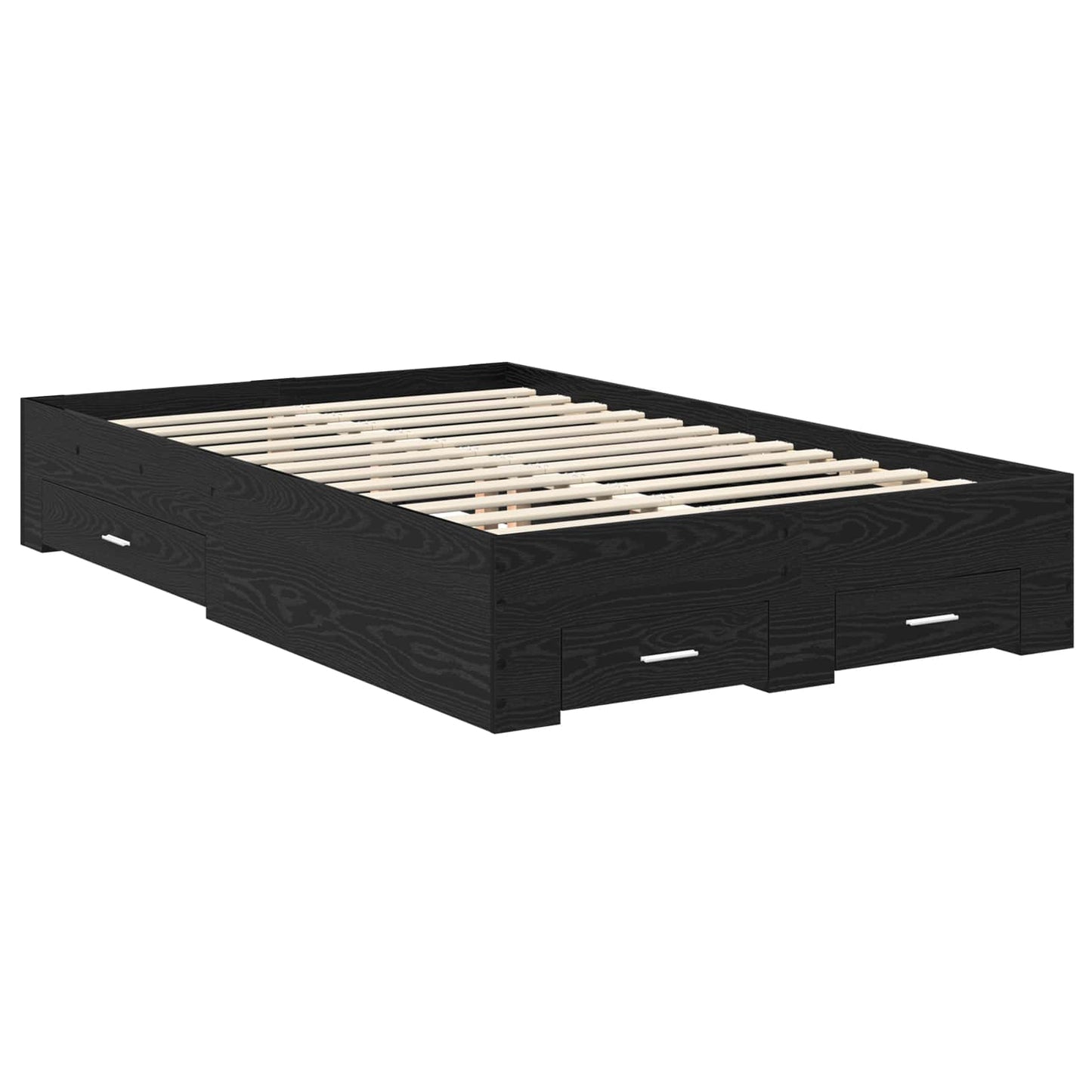 vidaXL Bed Frame with Drawer Black Oak 120 x 190 cm Engineered Wood 6