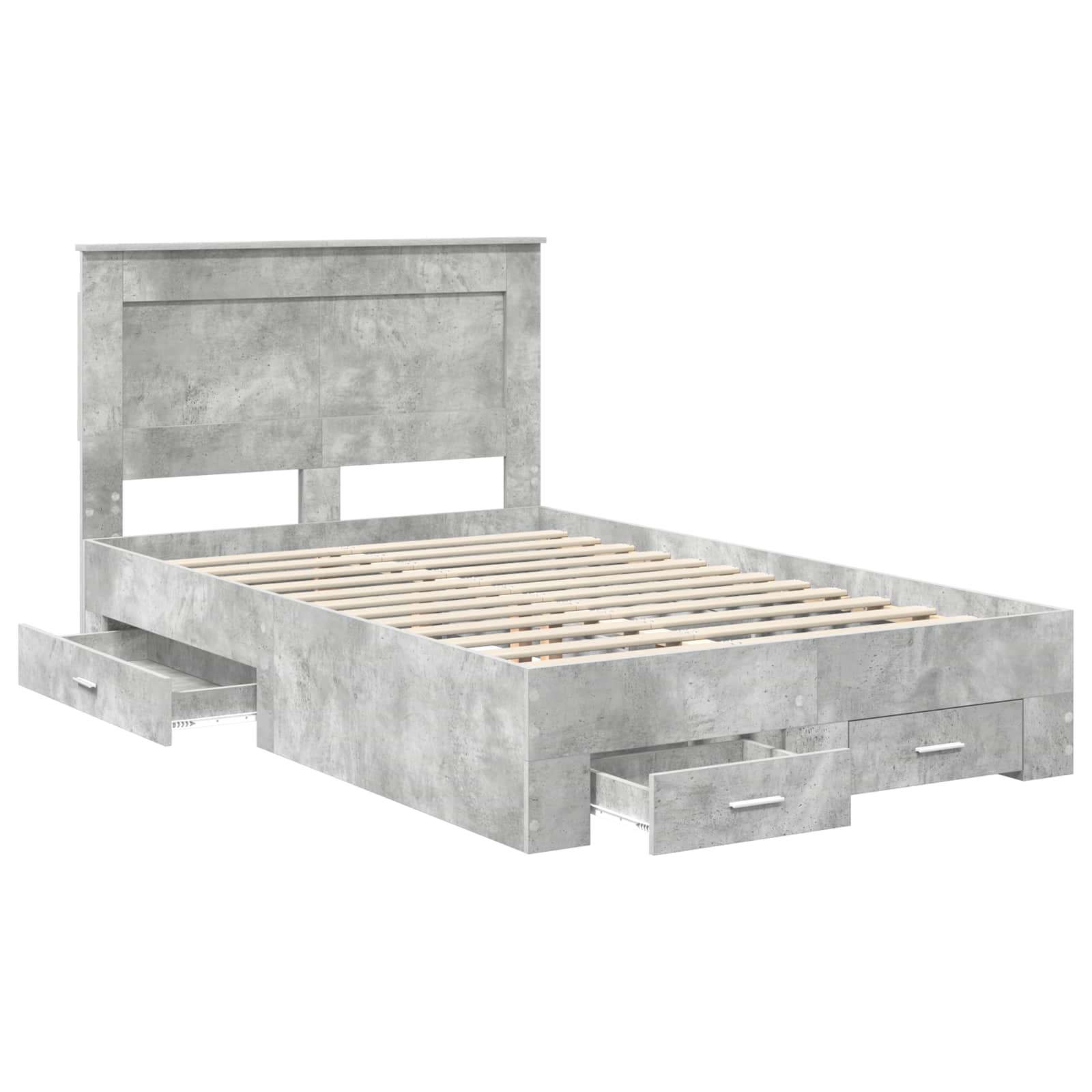 vidaXL Bed Frame Concrete Grey 120 x 190 cm Engineered Wood 5