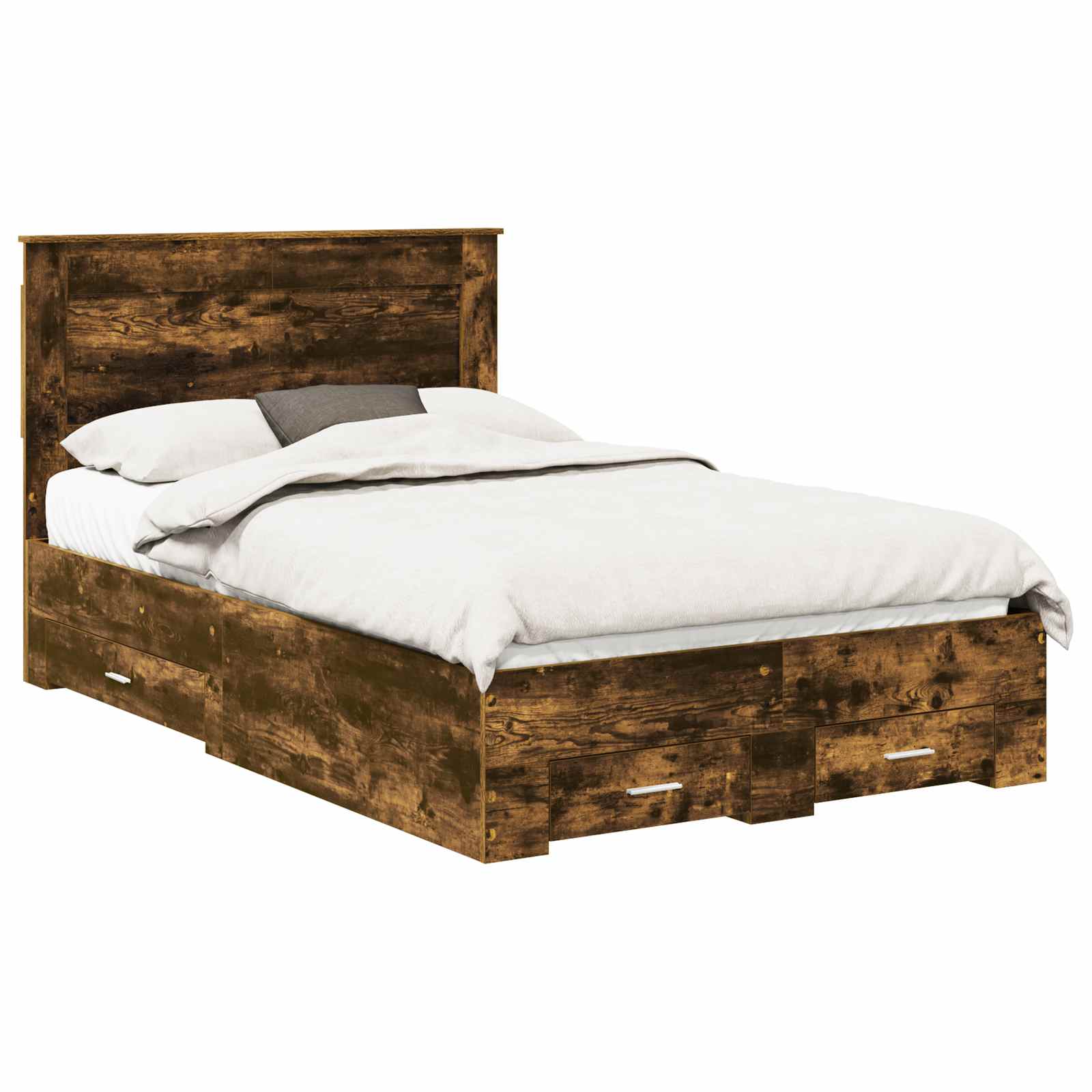 vidaXL Bed Frame with Drawer Smoked Oak 120 x 190 cm Engineered Wood 2