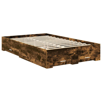 vidaXL Bed Frame with Drawer Smoked Oak 120 x 190 cm Engineered Wood 6