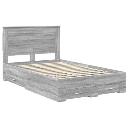 vidaXL Bed Frame with Drawer Grey Sonoma 120 x 190 cm Engineered Wood 4