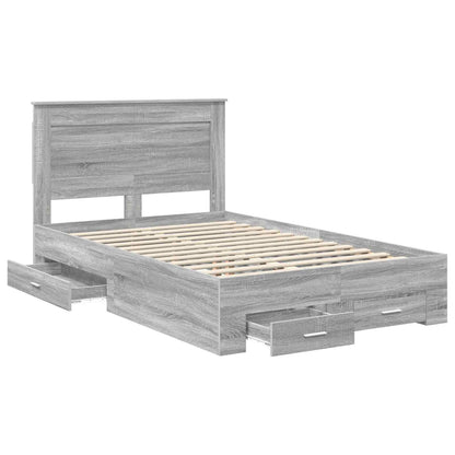 vidaXL Bed Frame with Drawer Grey Sonoma 120 x 190 cm Engineered Wood 5