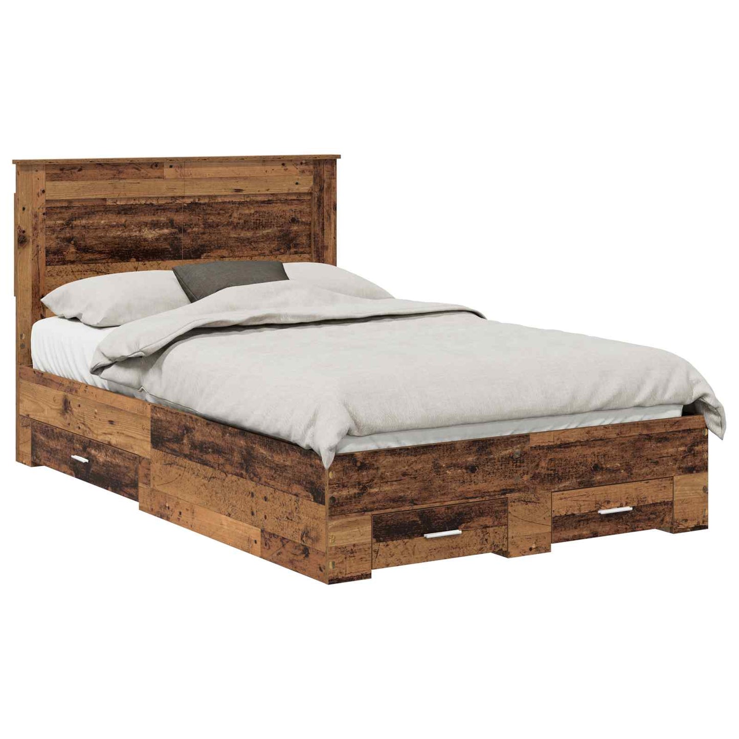 vidaXL Bed Frame with Drawer Old Wood 120 x 190 cm Engineered Wood 2