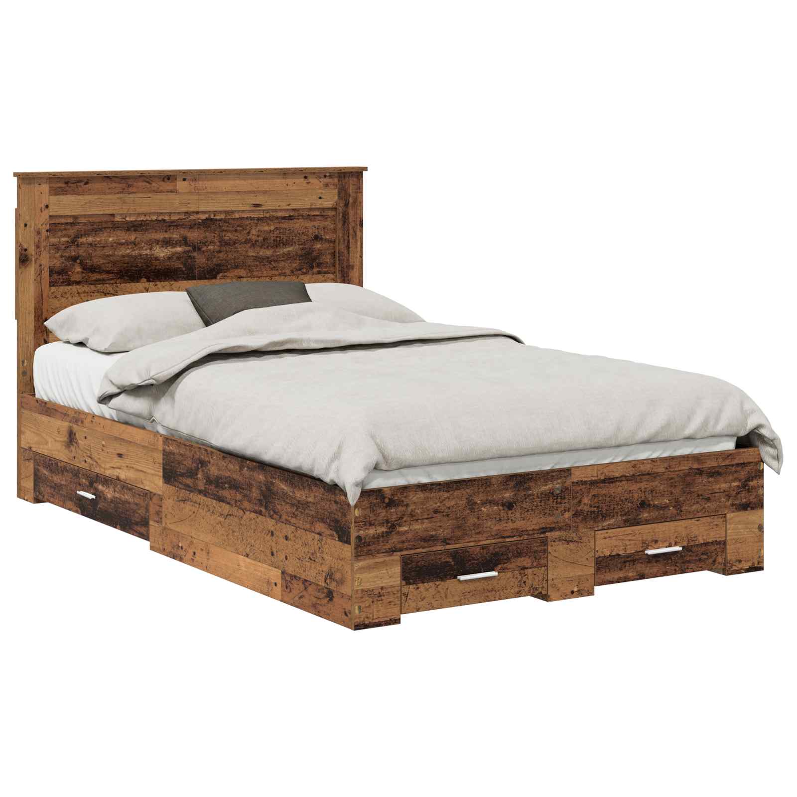 vidaXL Bed Frame with Drawer Old Wood 120 x 190 cm Engineered Wood 2